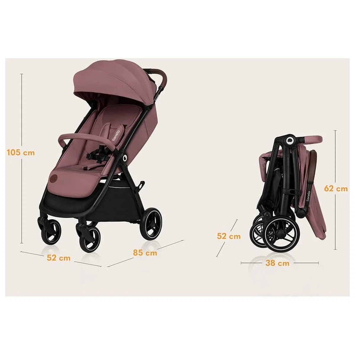 Carucior sport, Lionelo, Ingrid, Capotina impermeabila cu filtru UPF50+, Pana la 22 Kg, Spatar reglabil in 3 pozitii, [18]