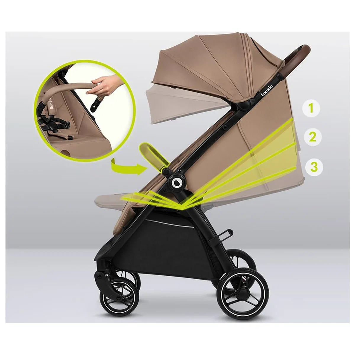 Carucior sport, Lionelo, Ingrid, Capotina impermeabila cu filtru UPF50+, Pana la 22 Kg, Spatar reglabil in 3 pozitii, [24]