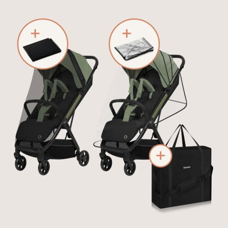 Carucior sport, Lionelo, Julie Air, Greutate redusa - 7.5 kg, Sustine 22 kg, 6 luni+, Capotina impermeabila, Protectie SPF 50+, Include suport sticla, Pliere compacta pentru calatorii, Verde Sage [17]
