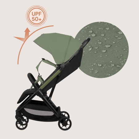 Carucior sport, Lionelo, Julie Air, Greutate redusa - 7.5 kg, Sustine 22 kg, 6 luni+, Capotina impermeabila, Protectie SPF 50+, Include suport sticla, Pliere compacta pentru calatorii, Verde Sage [11]