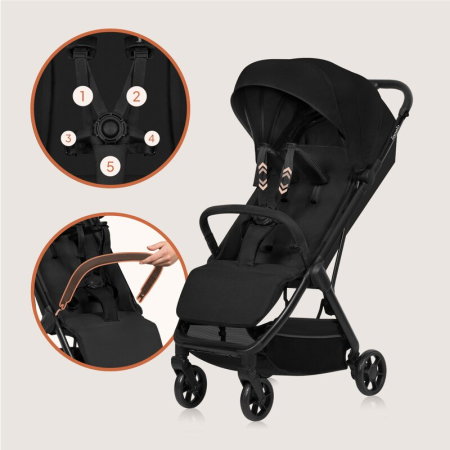 Carucior sport, Lionelo, Julie Air, Greutate redusa - 7.5 kg, Sustine 22 kg, 6 luni+, Capotina impermeabila, Protectie [10]