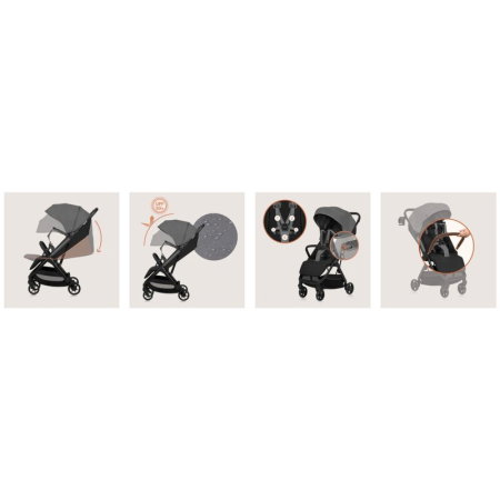Carucior sport, Lionelo, Julie Air, Greutate redusa - 7.5 kg, Sustine 22 kg, 6 luni+, Capotina impermeabila, Protectie [20]