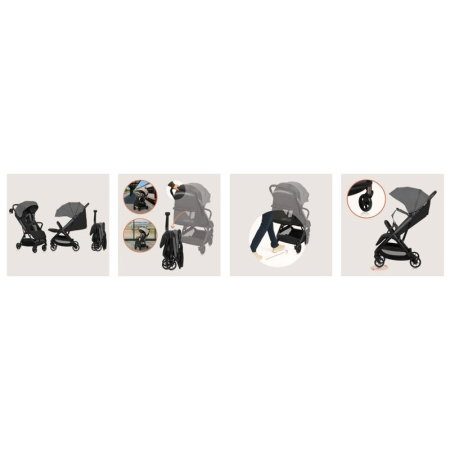Carucior sport, Lionelo, Julie Air, Greutate redusa - 7.5 kg, Sustine 22 kg, 6 luni+, Capotina impermeabila, Protectie [21]