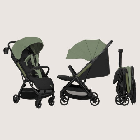 Carucior sport, Lionelo, Julie Air, Greutate redusa - 7.5 kg, Sustine 22 kg, 6 luni+, Capotina impermeabila, Protectie SPF 50+, Include suport sticla, Pliere compacta pentru calatorii, Verde Sage [2]