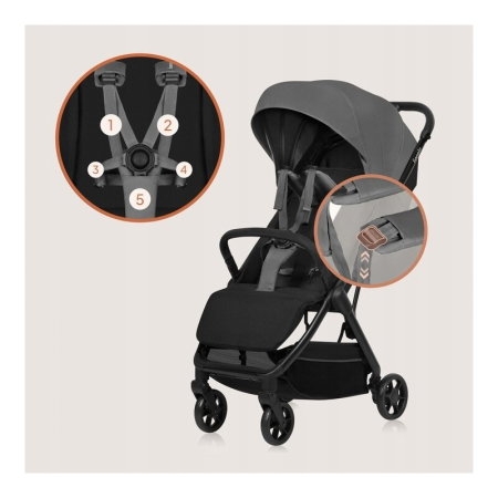 Carucior sport, Lionelo, Julie Air, Greutate redusa - 7.5 kg, Sustine 22 kg, 6 luni+, Capotina impermeabila, Protectie [11]