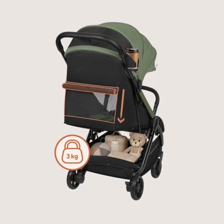 Carucior sport, Lionelo, Julie Air, Greutate redusa - 7.5 kg, Sustine 22 kg, 6 luni+, Capotina impermeabila, Protectie SPF 50+, Include suport sticla, Pliere compacta pentru calatorii, Verde Sage [16]