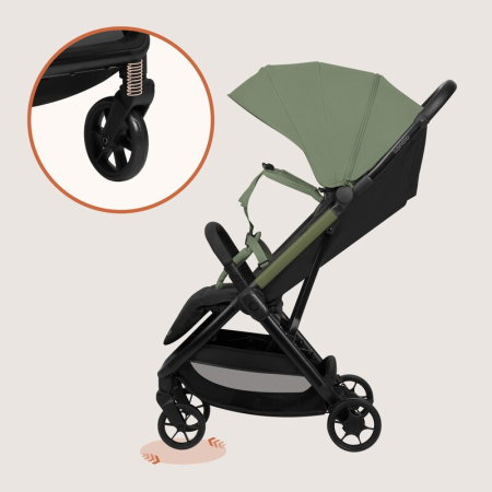 Carucior sport, Lionelo, Julie Air, Greutate redusa - 7.5 kg, Sustine 22 kg, 6 luni+, Capotina impermeabila, Protectie SPF 50+, Include suport sticla, Pliere compacta pentru calatorii, Verde Sage [7]