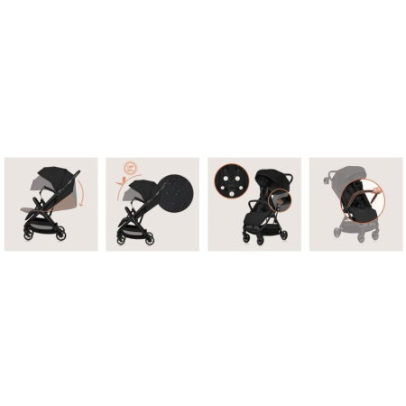 Carucior sport, Lionelo, Julie Air, Greutate redusa - 7.5 kg, Sustine 22 kg, 6 luni+, Capotina impermeabila, Protectie [15]
