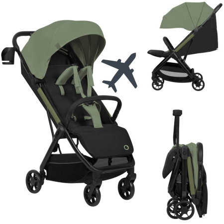 Carucioare sport - Carucior sport, Lionelo, Julie Air, Greutate redusa - 7.5 kg, Sustine 22 kg, 6 luni+, Capotina impermeabila, Protectie SPF 50+, Include suport sticla, Pliere compacta pentru calatorii, Verde Sage