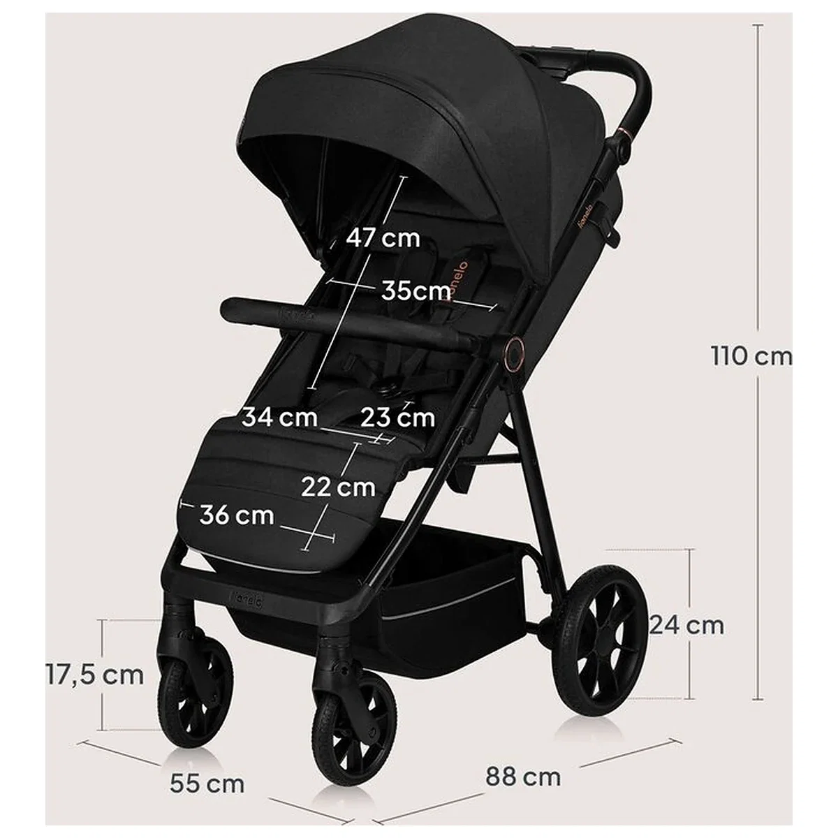 Carucior sport, Lionelo, Mira, Maner reglabil in 5 pozitii, Spatar si suport de picioare reglabile, Plasa de tantari si [19]