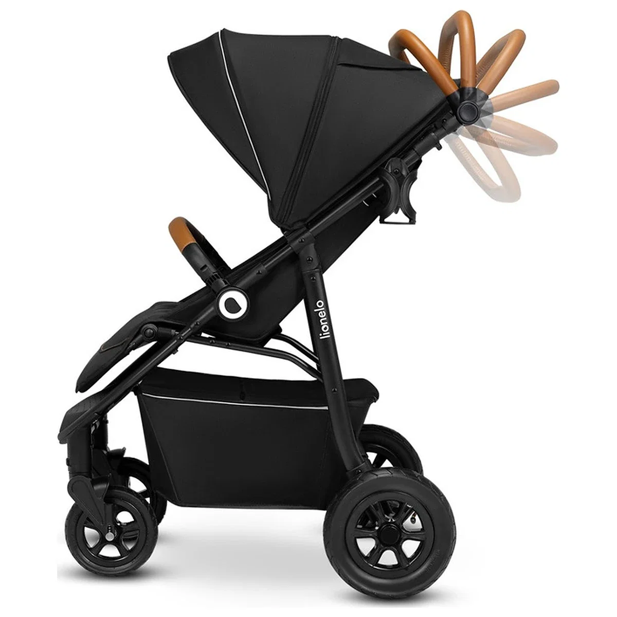 Carucior sport, Lionelo, Natt, De la nastere, Cu accesorii si capotina XXL reglabila, 0 - 22 kg, Negru Onyx 4 ani [10]