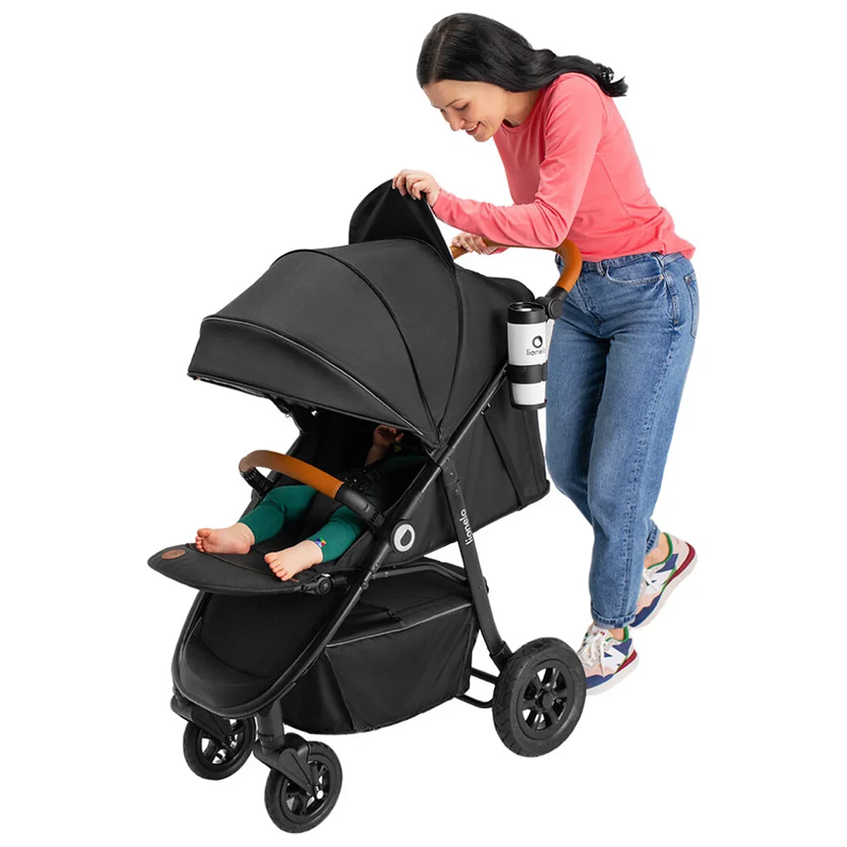 Carucior sport, Lionelo, Natt, De la nastere, Cu accesorii si capotina XXL reglabila, 0 - 22 kg, Negru Onyx 4 ani [3]