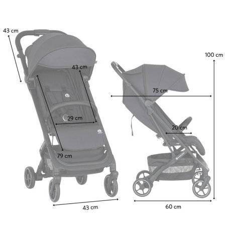 Carucior sport, Petite&Mars, Fly, Pliere compacta, Spatar reglabil pana la pozitie de somn, Suport picioare reglabil, Copertina cu protectie UPF40+, Suport pahar inclus, Pana la 22 kg, 0 luni+, Negru [5]