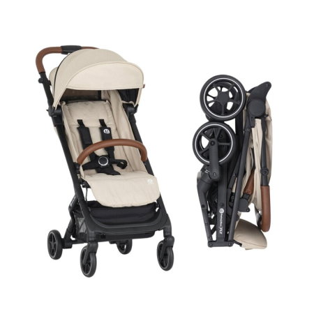 Carucioare - Carucior sport, Petite&Mars, Fly, Pliere compacta, Spatar reglabil pana la pozitie de somn, Suport picioare reglabil, Copertina cu protectie UPF40+, Suport pahar inclus, Pana la 22 kg, 0 luni+, Bej