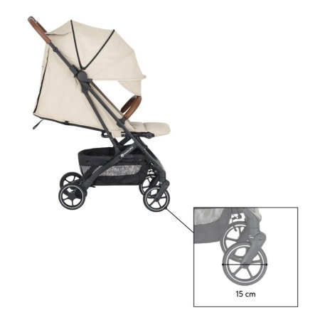 Carucior sport, Petite&Mars, Fly, Pliere compacta, Spatar reglabil pana la pozitie de somn, Suport picioare reglabil, Copertina cu protectie UPF40+, Suport pahar inclus, Pana la 22 kg, 0 luni+, Bej [11]