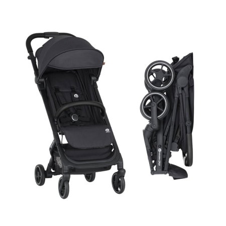 Carucioare - Carucior sport, Petite&Mars, Fly, Pliere compacta, Spatar reglabil pana la pozitie de somn, Suport picioare reglabil, Copertina cu protectie UPF40+, Suport pahar inclus, Pana la 22 kg, 0 luni+, Negru