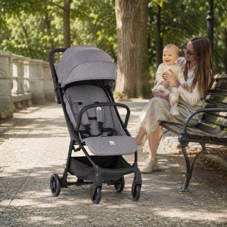 Carucior sport, Petite&Mars, Pax Ultimate, Compact - 7 kg, Spatar ajustabil, Suport picioare reglabil, Pliere tip carte, 6-36 luni, Pana la 22 kg, Gri [1]