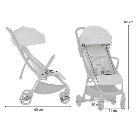 Carucior sport, Petite&Mars, Pax Ultimate, Compact - 7 kg, Spatar ajustabil, Suport picioare reglabil, Pliere tip carte, 6-36 luni, Pana la 22 kg, Gri [11]