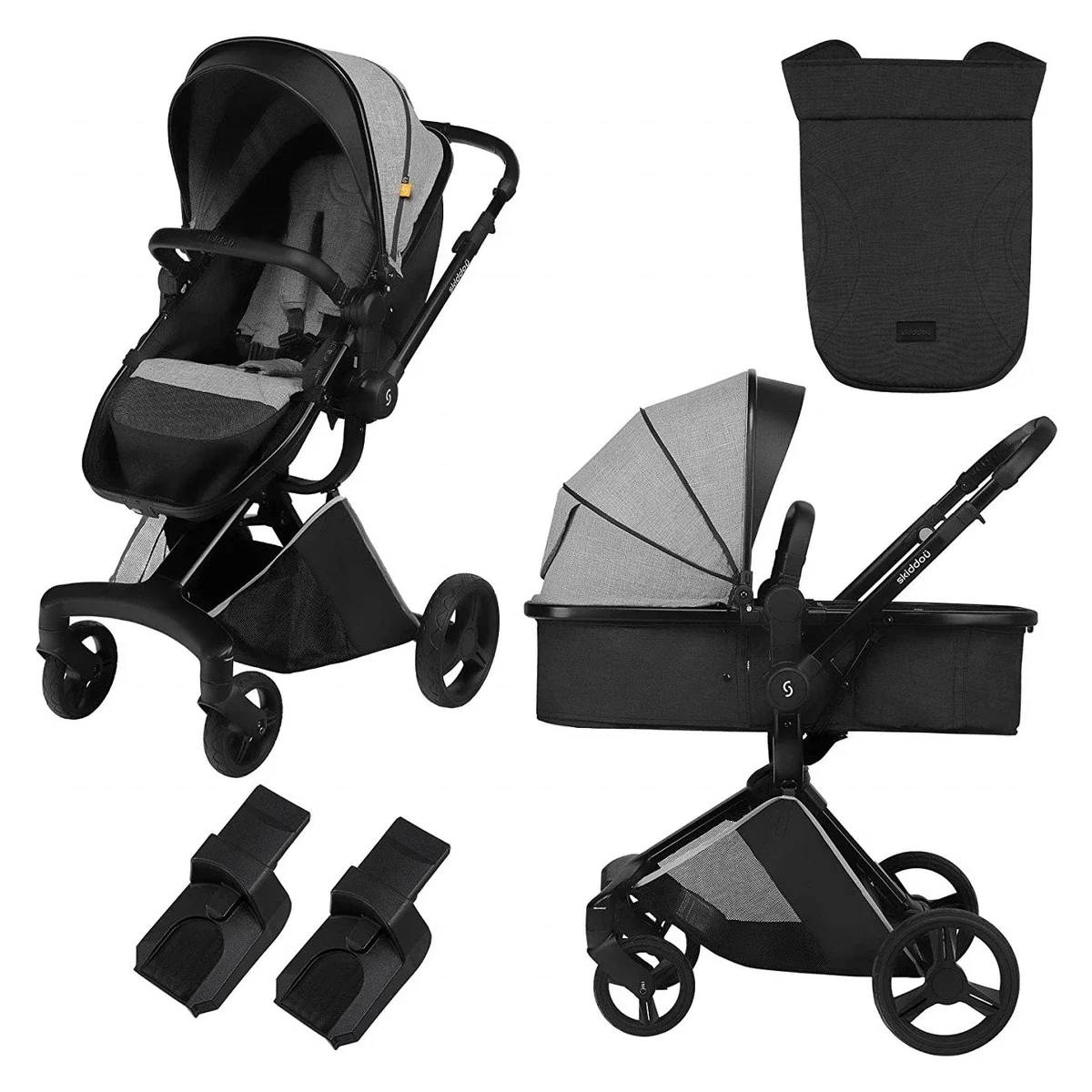 Carucioare 2 in 1 - Carucior transformabil 2 in 1 Skiddou Nasjo Normandic Dream, Gri