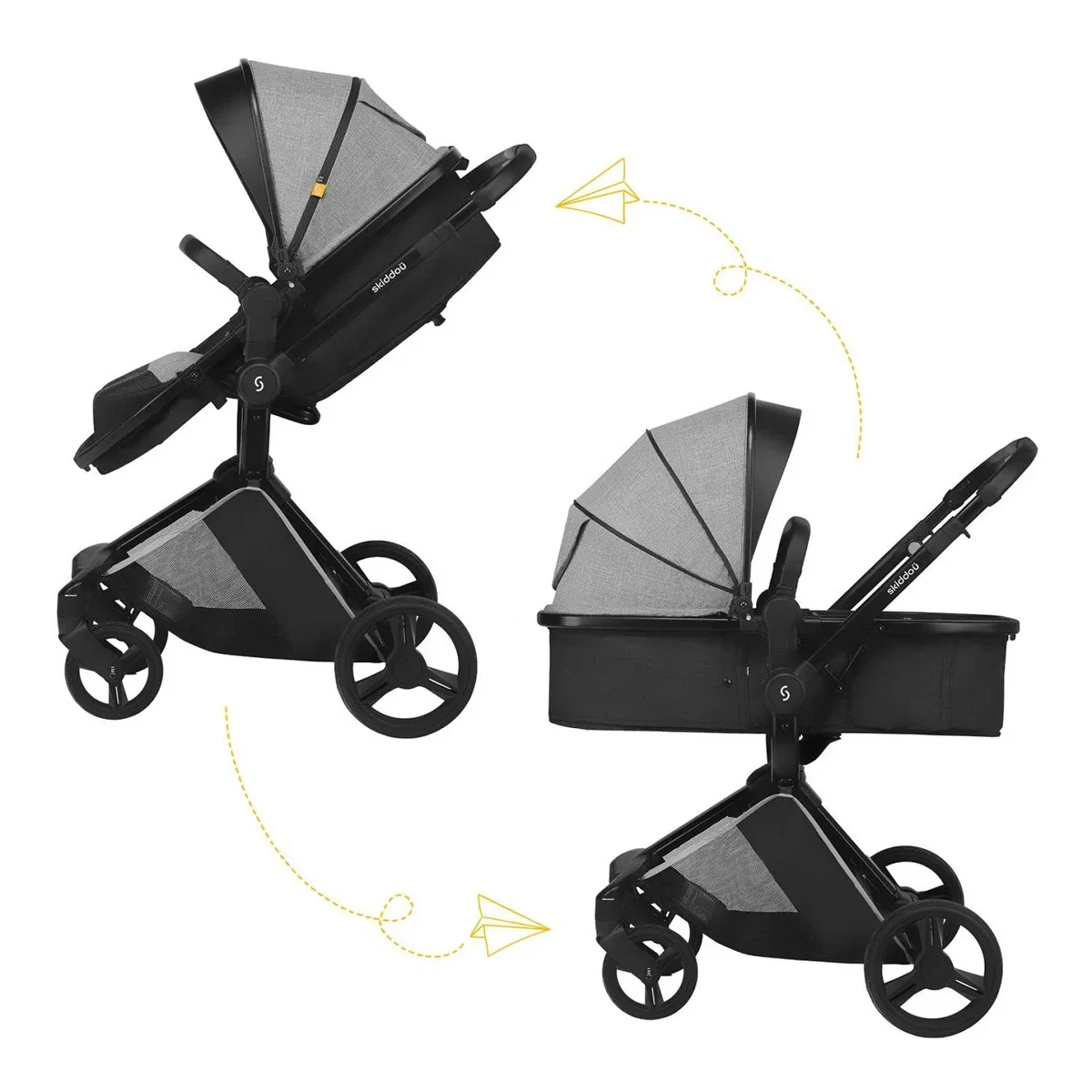 Carucior transformabil 2 in 1 Skiddou Nasjo Normandic Dream, Gri [5]