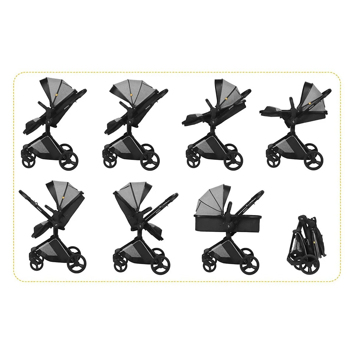 Carucior transformabil 2 in 1 Skiddou Nasjo Normandic Dream, Gri [7]