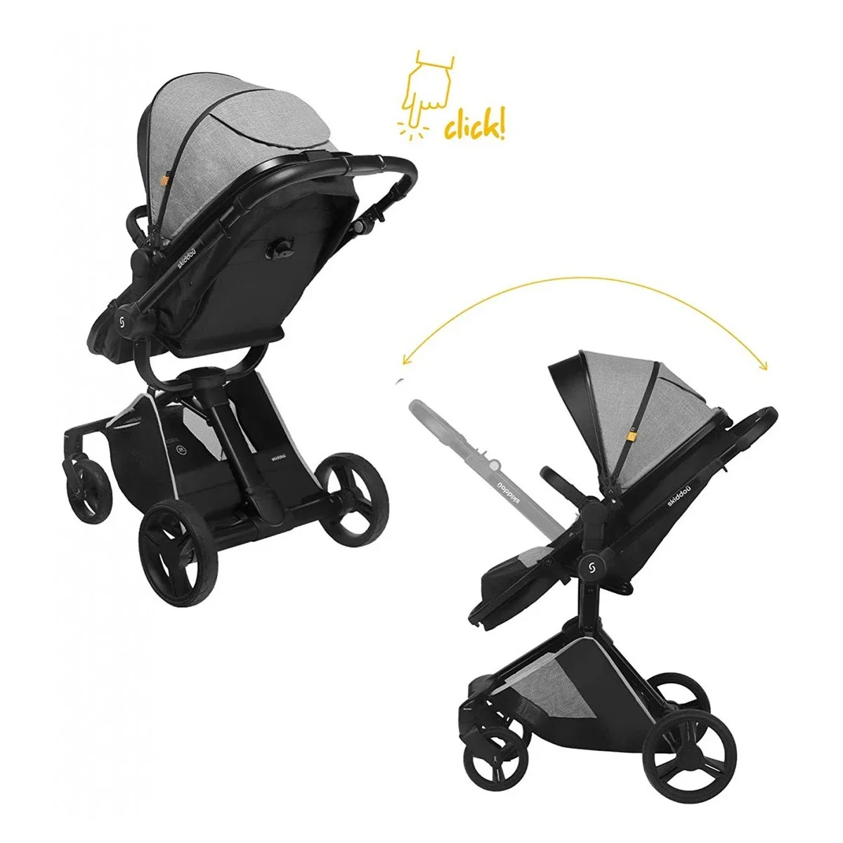 Carucior transformabil 2 in 1 Skiddou Nasjo Normandic Dream, Gri [4]