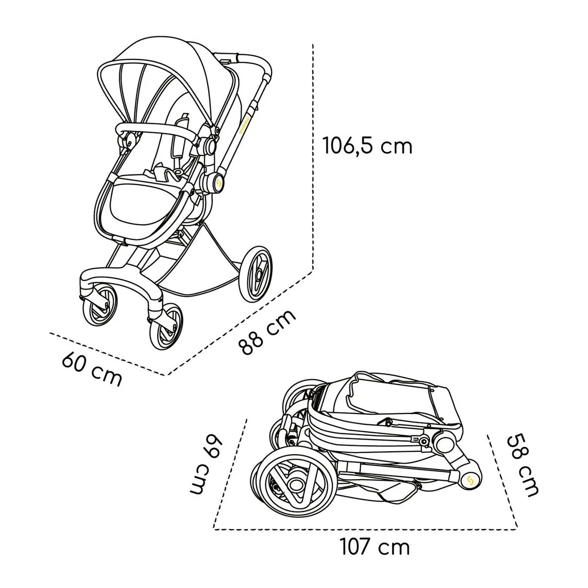 Carucior transformabil 2 in 1 Skiddou Nasjo Normandic Dream, Gri [2]