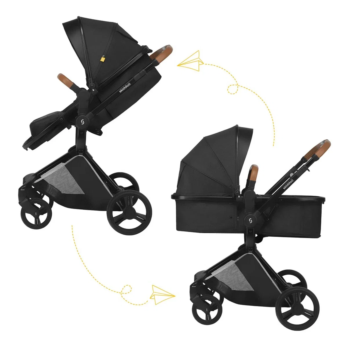 Carucior transformabil 2 in 1 Skiddou Nasjo Onyx, Negru [4]