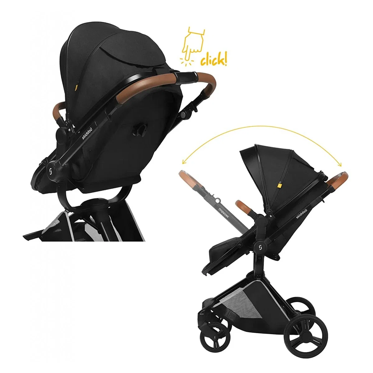 Carucior transformabil 2 in 1 Skiddou Nasjo Onyx, Negru [8]