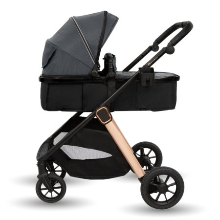Carucior transformabil 2 in 1, Appekids Elite, de la naștere până la 22 kg, sezut reversibil, cadru usor, compatibil scoici auto, include gentuta, husa picioare, husa ploaie, plasa anti-insecte, Navy  [1]