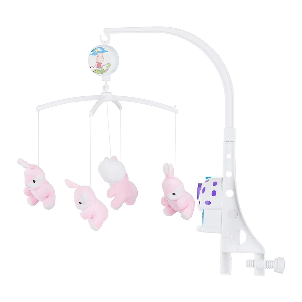 Jucarii pentru patut si carucior - Carusel muzical pentru patut Chipolino Pink rabbits