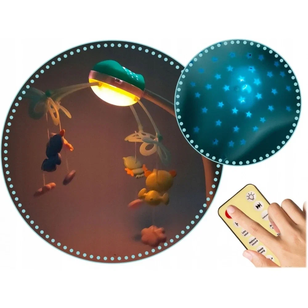 Carusel muzical pentru patut cu proiector, sunete si jucarii Ricokids - Albastru [1]