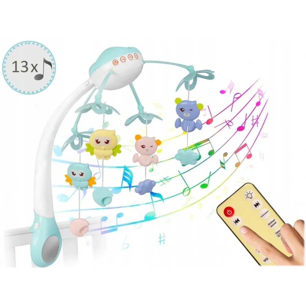 Carusel muzical pentru patut cu proiector, sunete si jucarii Ricokids - Albastru [2]