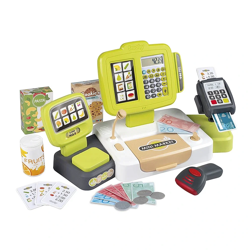 Bucatarii si supermarket - Casa de marcat Smoby Large Cash Register verde 3 ani +