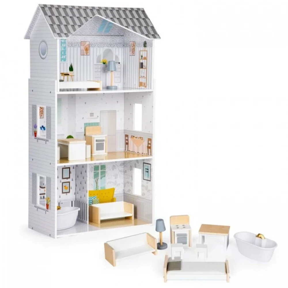 Casuta de papusi inalta din lemn cu mobilier, casuta lui Grace, Ecotoys [2]