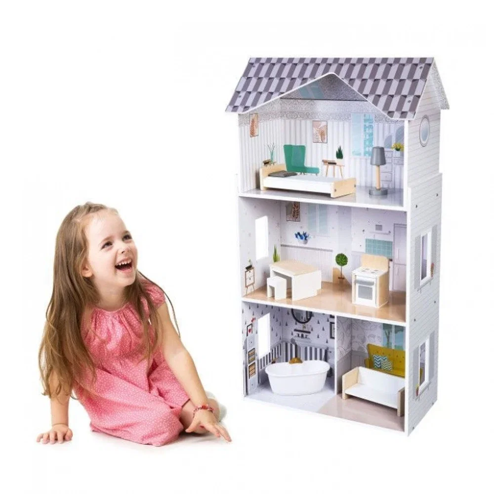 Casuta de papusi inalta din lemn cu mobilier, casuta lui Grace, Ecotoys [7]