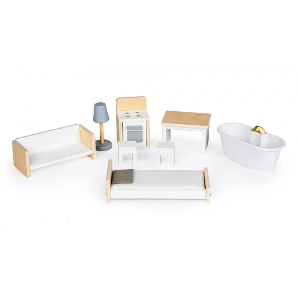 Casuta de papusi inalta din lemn cu mobilier, casuta lui Grace, Ecotoys [6]