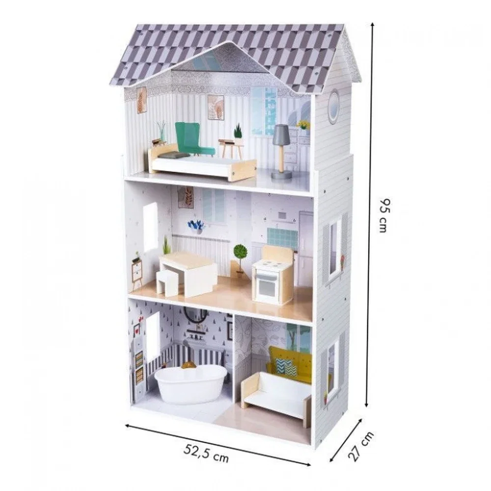 Casuta de papusi inalta din lemn cu mobilier, casuta lui Grace, Ecotoys [8]