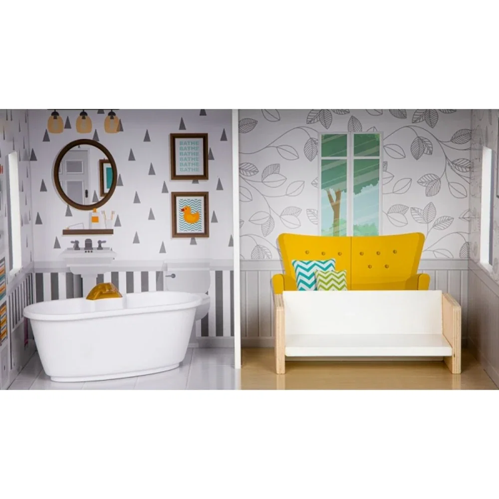 Casuta de papusi inalta din lemn cu mobilier, casuta lui Grace, Ecotoys [4]