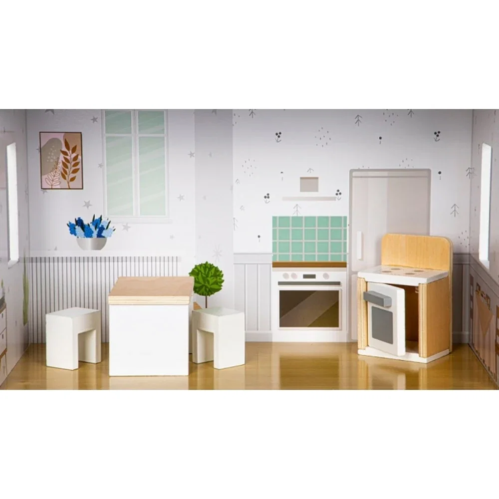 Casuta de papusi inalta din lemn cu mobilier, casuta lui Grace, Ecotoys [3]