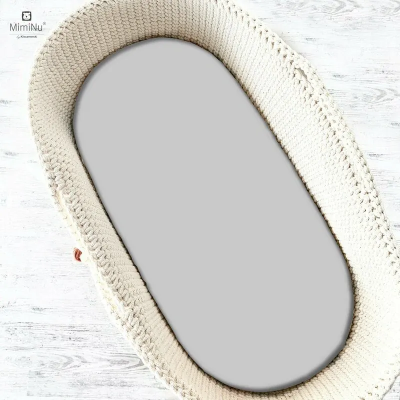 Somnul celor mici - Cearceaf cu elastic, MimiNu, Pentru landou, carucior si cosulet, 80x35 cm, Jerseu, Gray