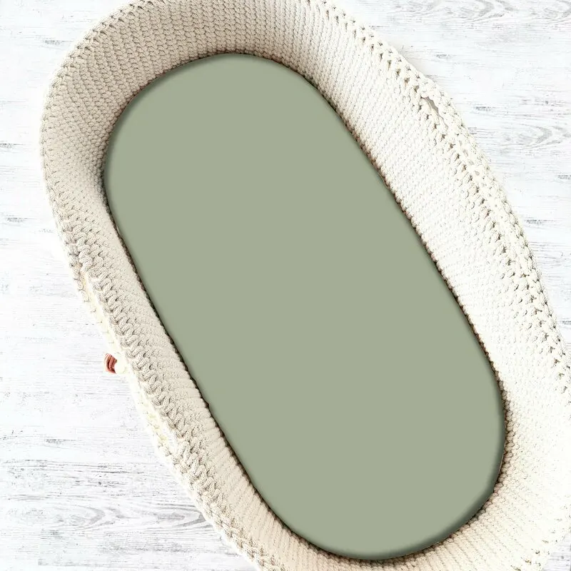 Somnul celor mici - Cearceaf cu elastic, MimiNu, Pentru landou, carucior si cosulet, 80x35 cm, Olive
