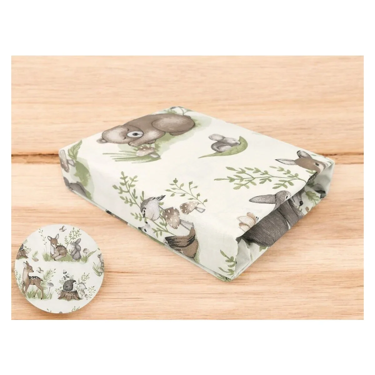 Cearceaf cu elastic, MimiNu, Pentru patut 120X60 cm, bumbac, Calm Forest Natural [1]