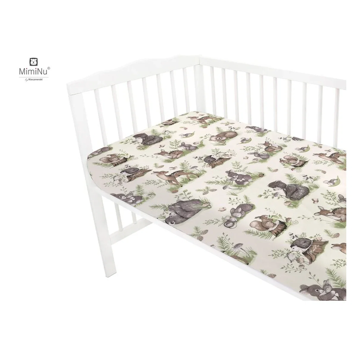 Cearceaf cu elastic, MimiNu, Pentru patut 120X60 cm, bumbac, Calm Forest Natural [2]