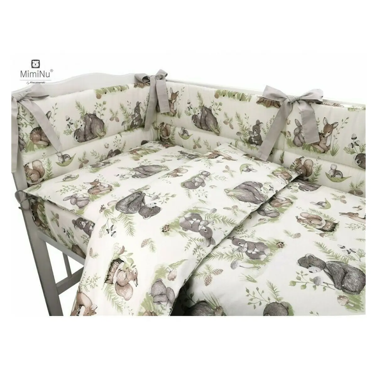 Cearceaf cu elastic, MimiNu, Pentru patut 120X60 cm, bumbac, Calm Forest Natural [3]