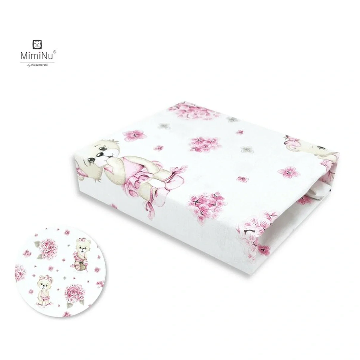 Cearceaf cu elastic, MimiNu, Pentru patut 120X60 cm, bumbac, Pink Ballerina [2]