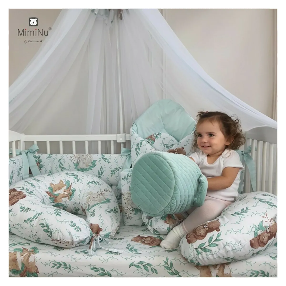 Cearceaf cu elastic, MimiNu, Pentru patut leagan/patut co-sleeper, 90x40 cm, bumbac, Lulu Natural [5]