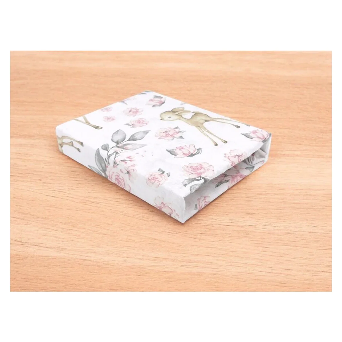 Cearceaf cu elastic, MimiNu, Pentru patut leagan/patut co-sleeper, 90x40 cm, bumbac, Sweet Deer Pink [1]