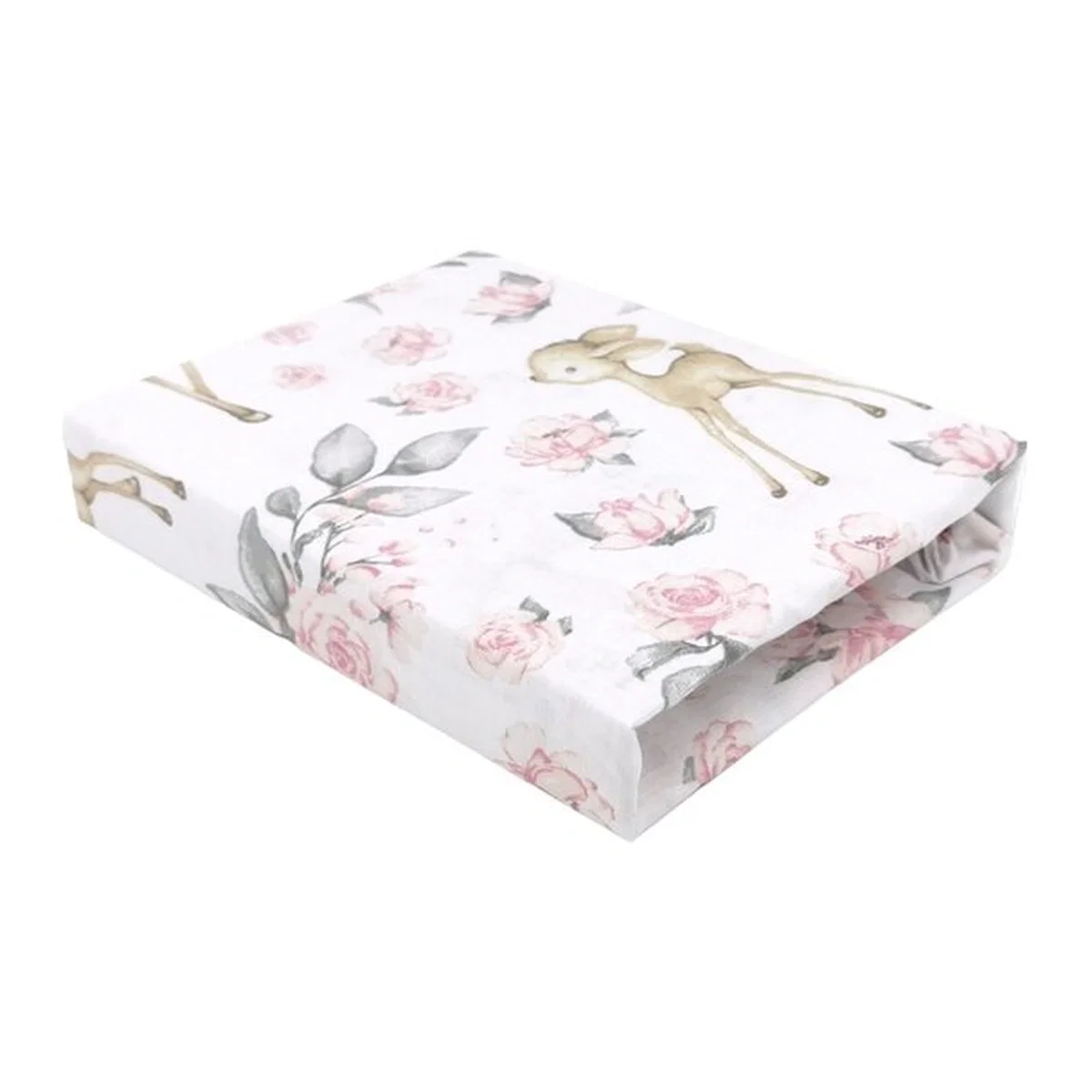 Cearceafuri pentru patut co-sleeper - Cearceaf cu elastic, MimiNu, Pentru patut leagan/patut co-sleeper, 90x40 cm, bumbac, Sweet Deer Pink