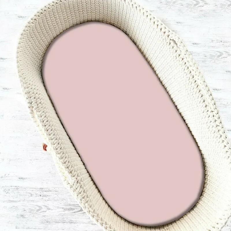 Somnul celor mici - Cearceaf cu elastic pentru landou, carucior si cosulet, 80x35 cm, Royal, Powder Pink MimiNu